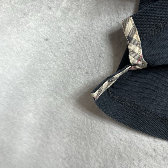 Burberry London Polo Shirt Pique Men’s Large Short Sleeve 100% Cotton Black - Picture 4 of 8